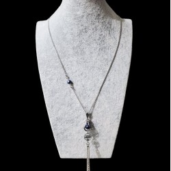Collier ARBRE DE VIE et perle en cage Swarovski Bleu malibu